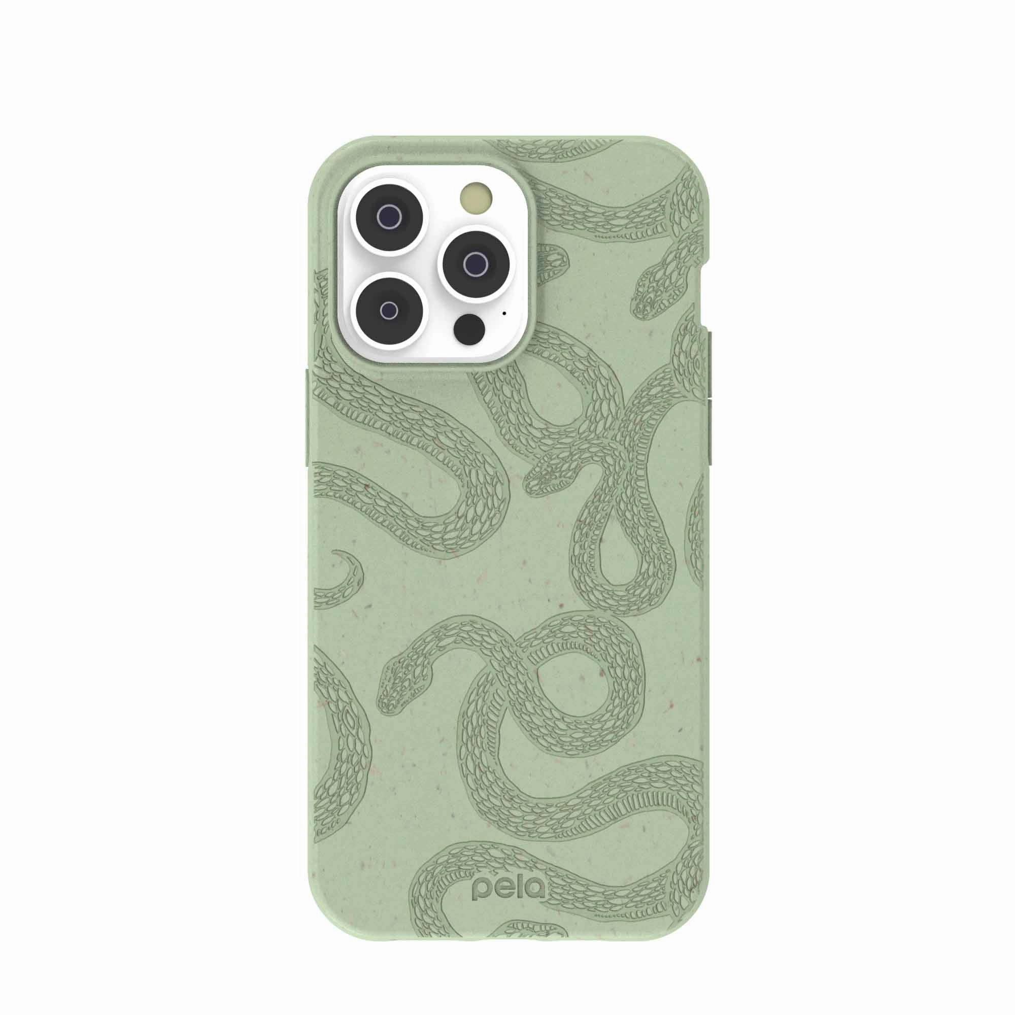 Sage Green Snaky iPhone 14 Pro Max Case Portable Shield