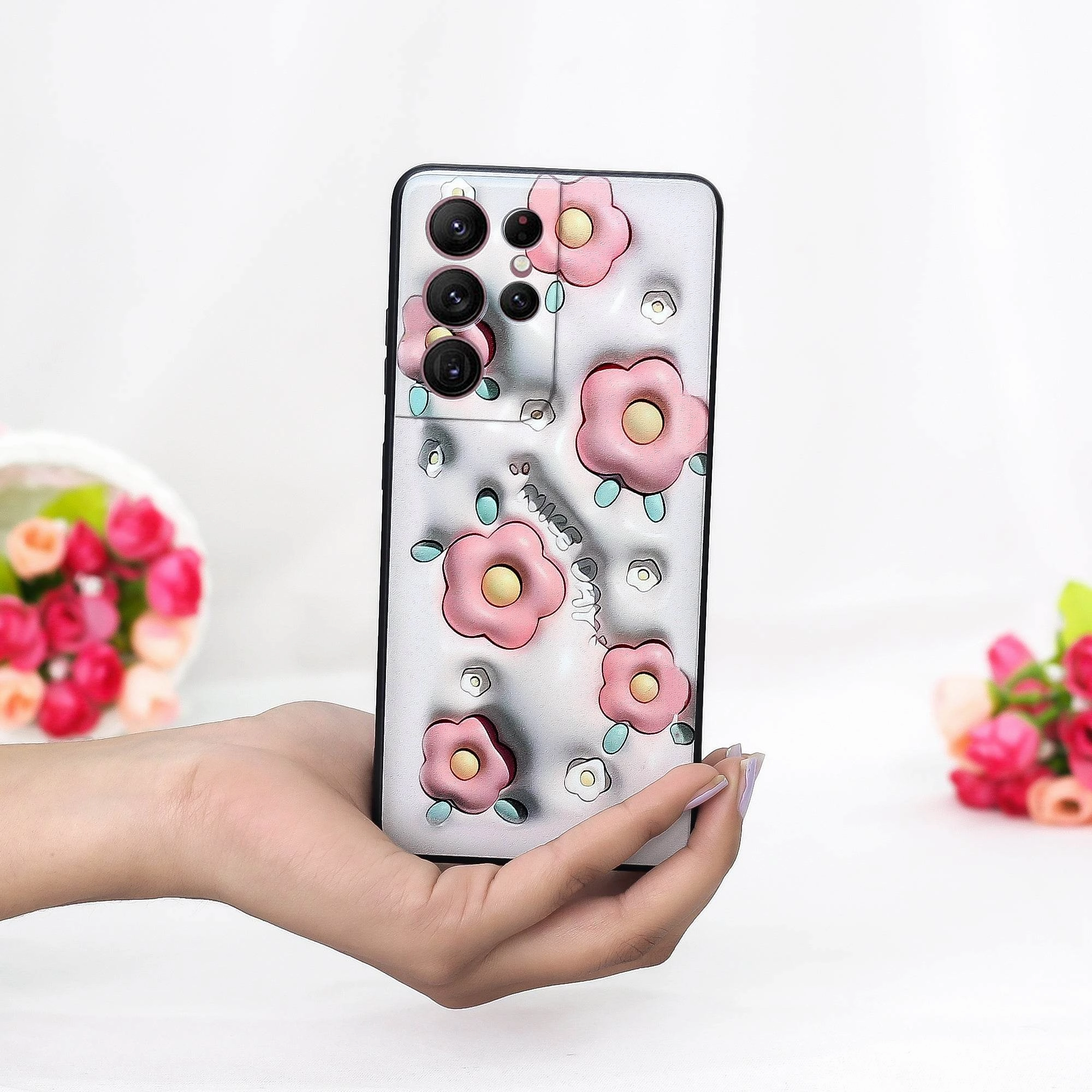 Creative Design 3D Printed Floral Sculpture Case - Samsung