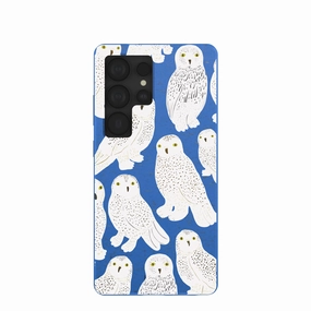 Luxury Detail Texture Electric Blue Snowy Owls Samsung Galaxy S25 Ultra Case