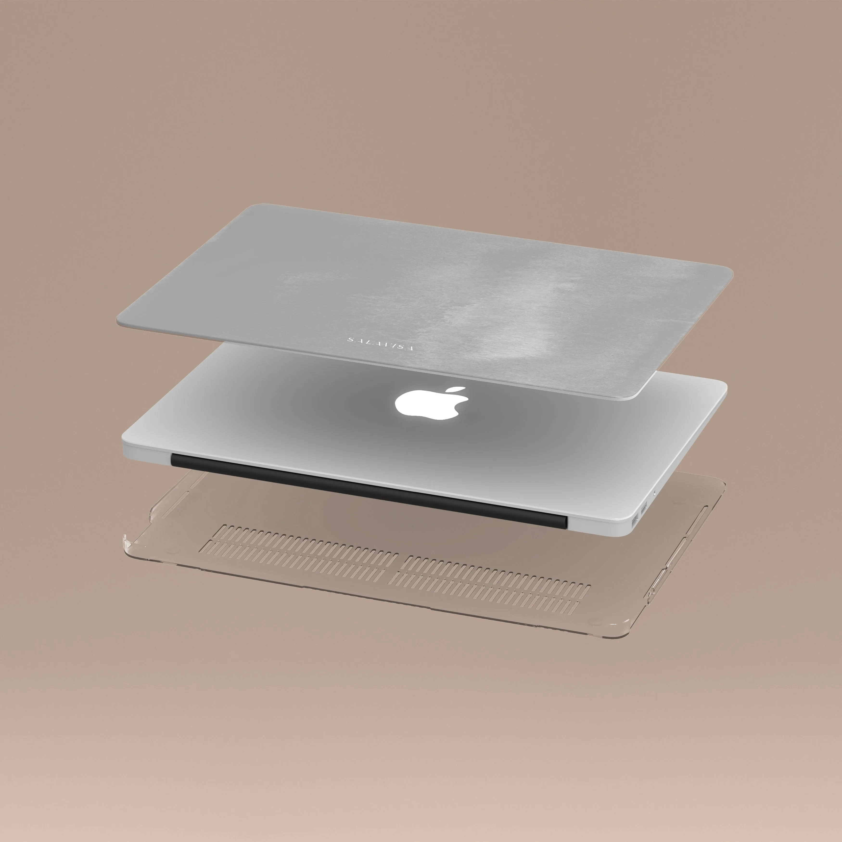 Light Grey Watercolor MacBook Case Flexible Grip Texture