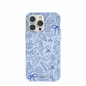 Powder Blue Ocean Charms iPhone 14 Pro Max Case Strong material Sleek Profile