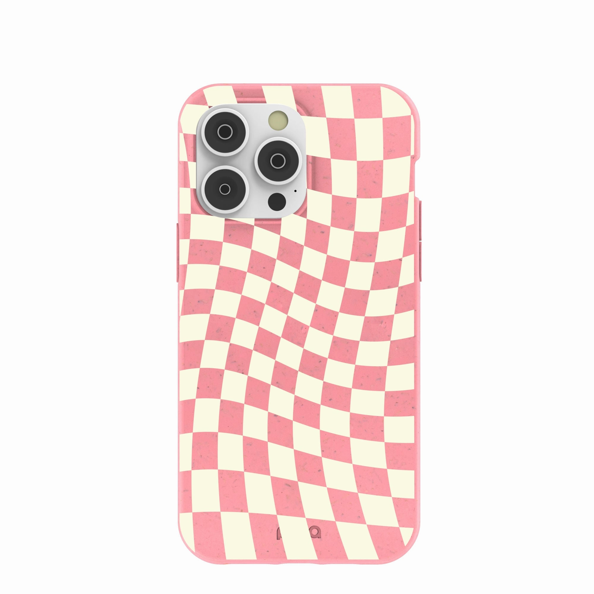 Bubblegum Pink Warped Checkers iPhone 14 Pro Max Case Light Design Lightweight Shell