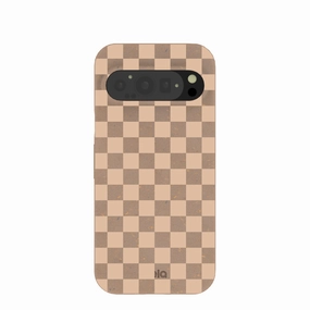 Chocolate Brown Latte Check Google Pixel 9/9 Pro Case Matte Coating