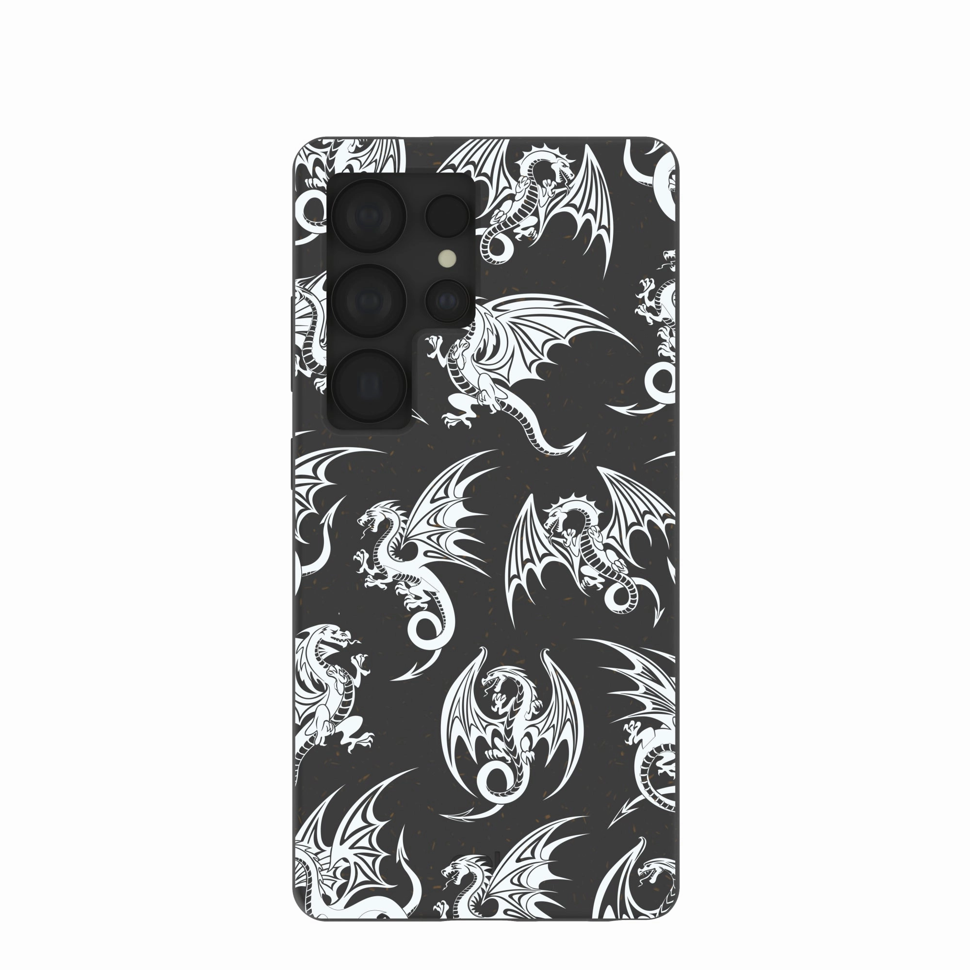 Smooth Texture Pattern Hybrid Build Black Mythical Dragons Samsung Galaxy S25 Ultra Case