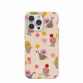 Seashell Flower Cats iPhone 14 Pro Max Case Luxury Layer Texture Gloss Finish Texture