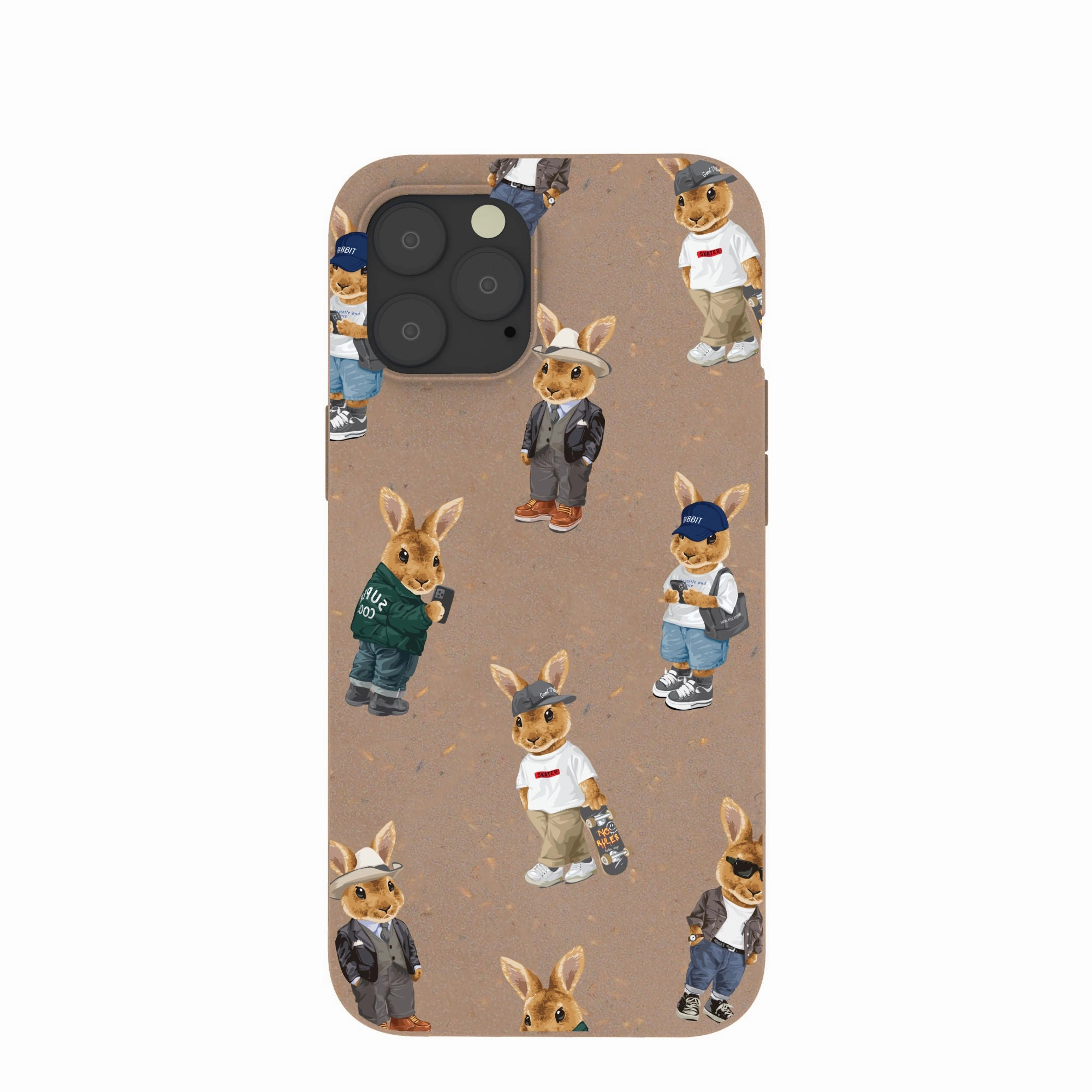Premium Detail Finish Chocolate Brown Rabbit Friends iPhone 12 Pro Max Case