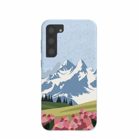 Powder Blue Mountains and Blooms Samsung Galaxy S23 (Plus) Case Matte Shield Layer Soft Grip Finish