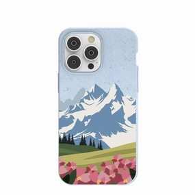 Hybrid Texture anti dust Powder Blue Mountains and Blooms iPhone 14 Pro Max Case