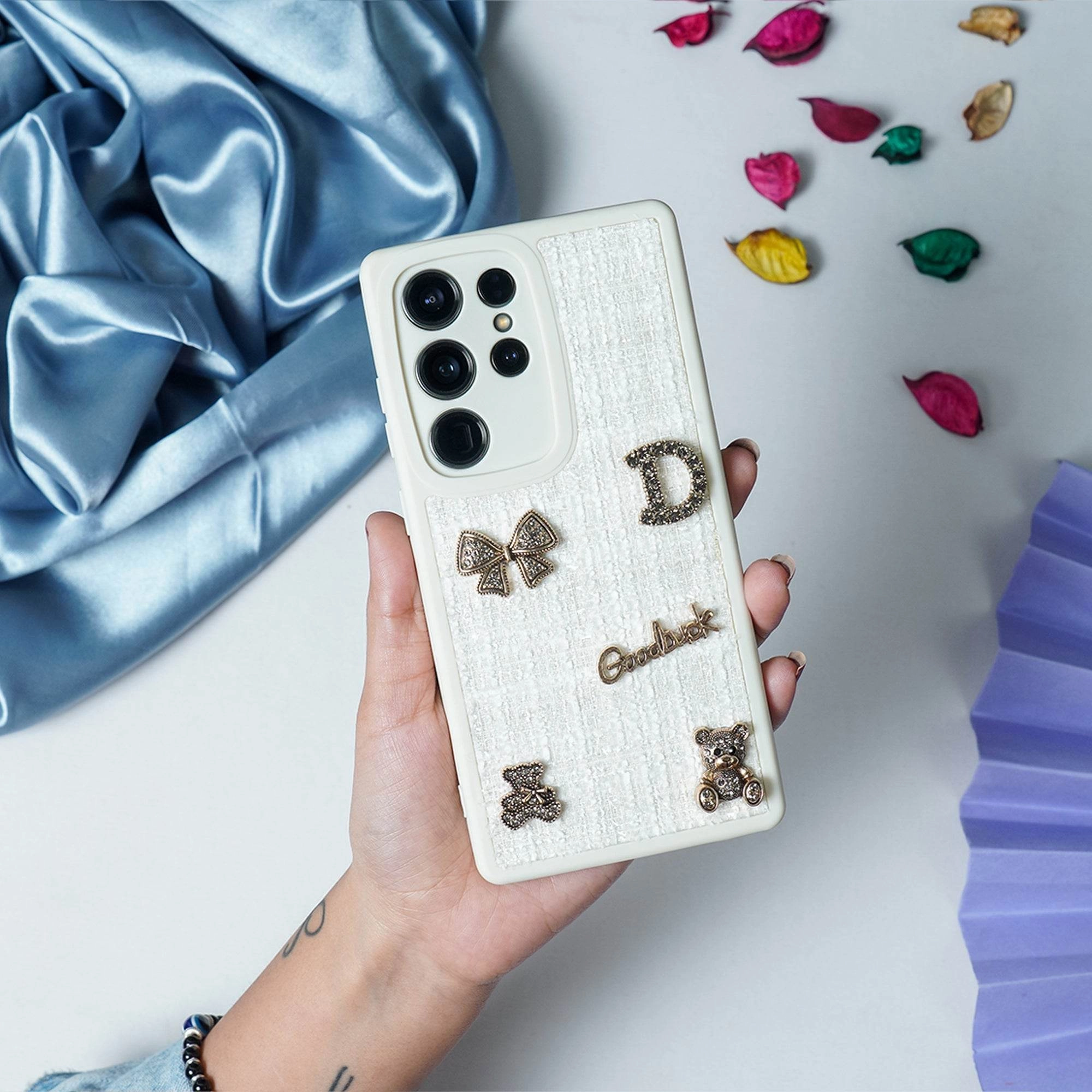 Rugged Pattern Design Smart Accessory Bear Bling Cloth Texture Case - Samsung