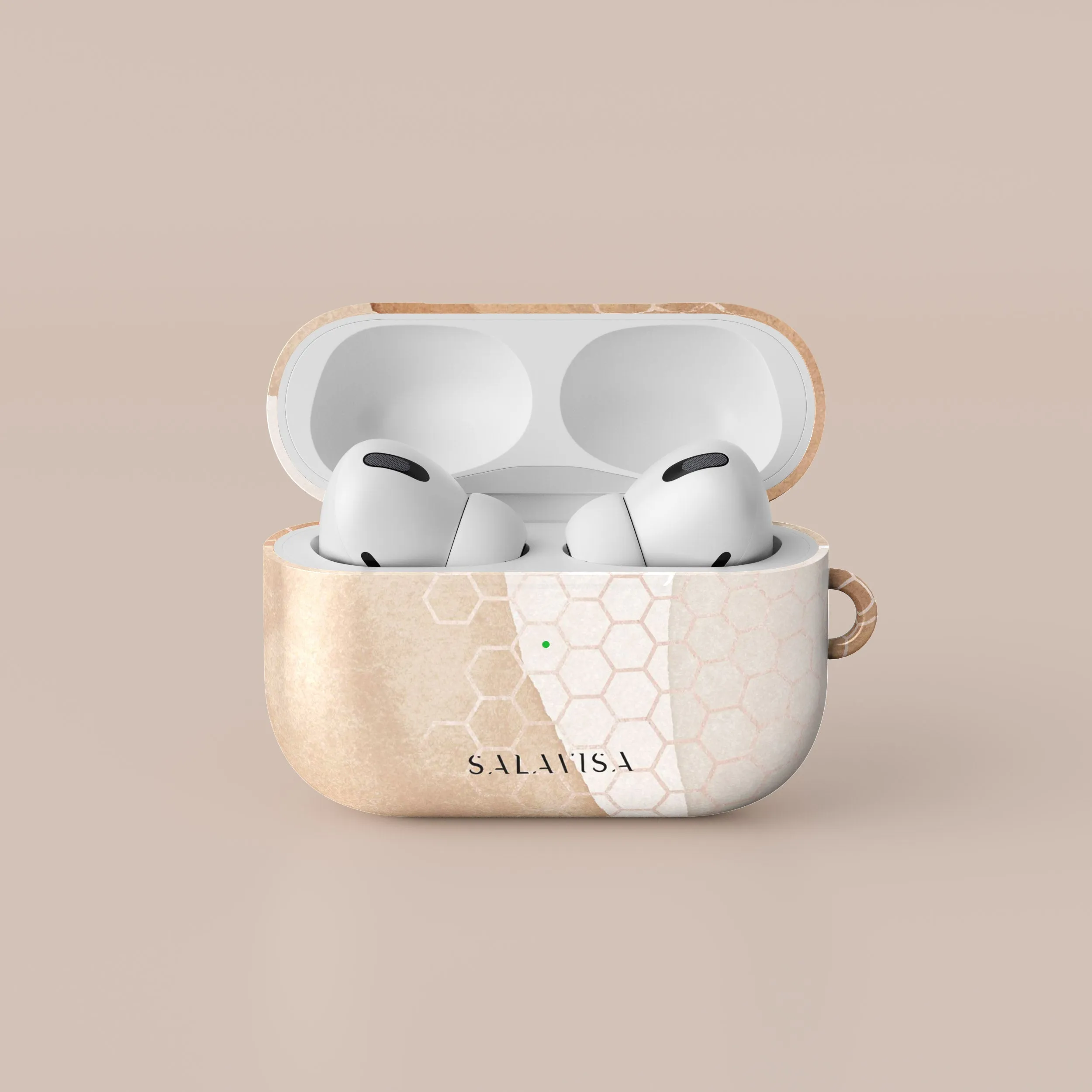 Beige Aesthetic AirPods Case Secure Clip Attachment portable gradient commuter handmade leather airpods case