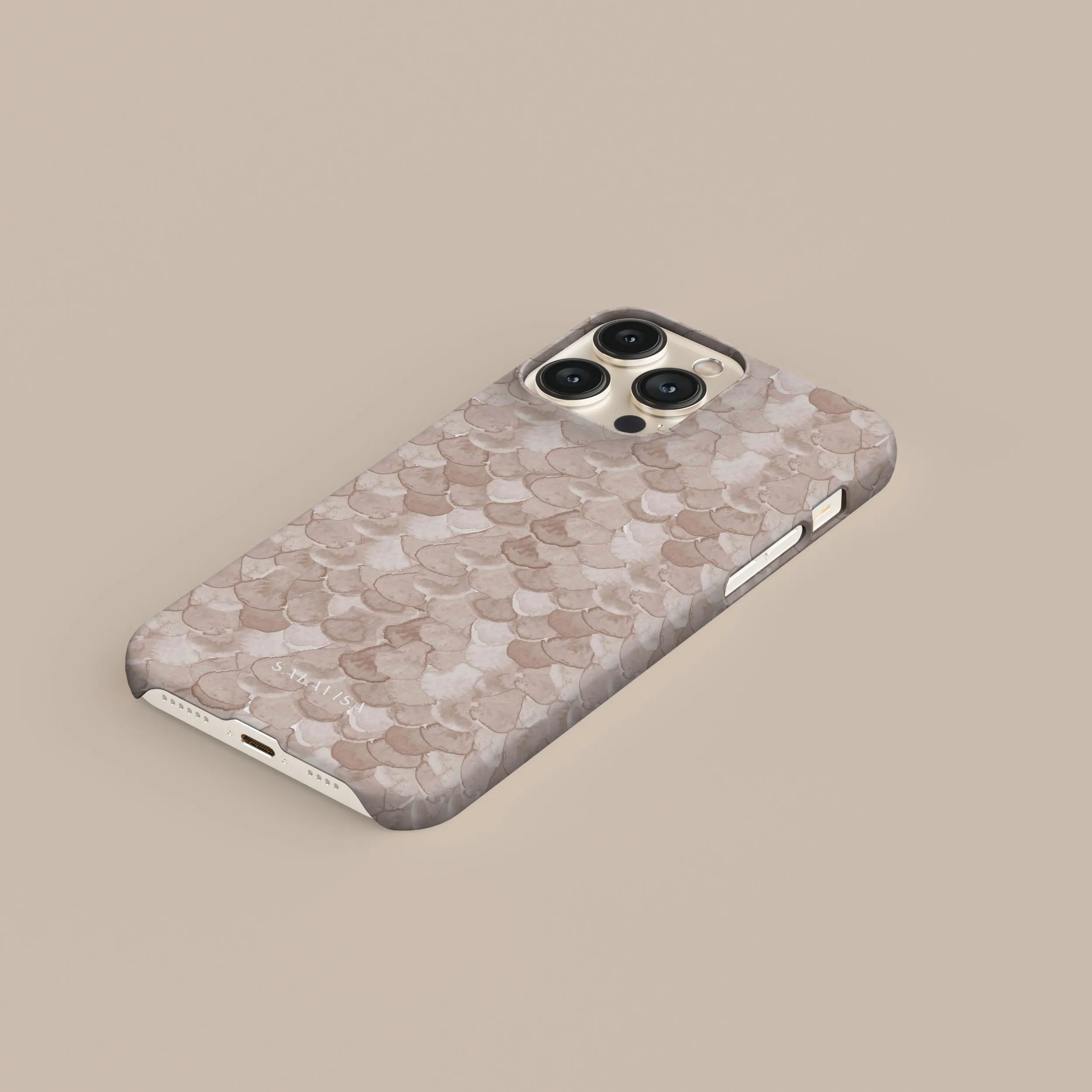Matte Pattern Design Elegant Detail Beige Watercolor Reptile Phone Case