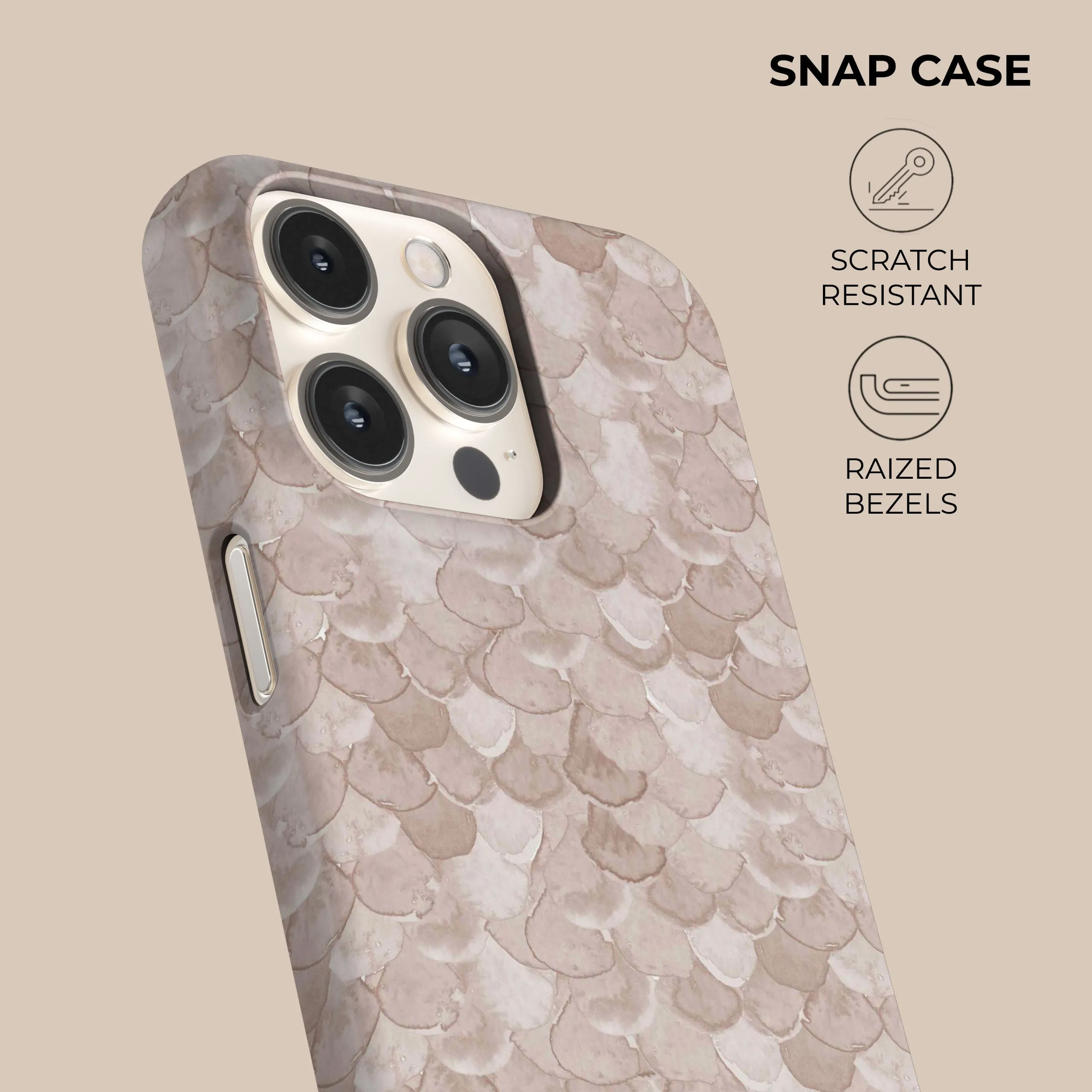 Beige Watercolor Reptile Phone Case Polished Detail Edge