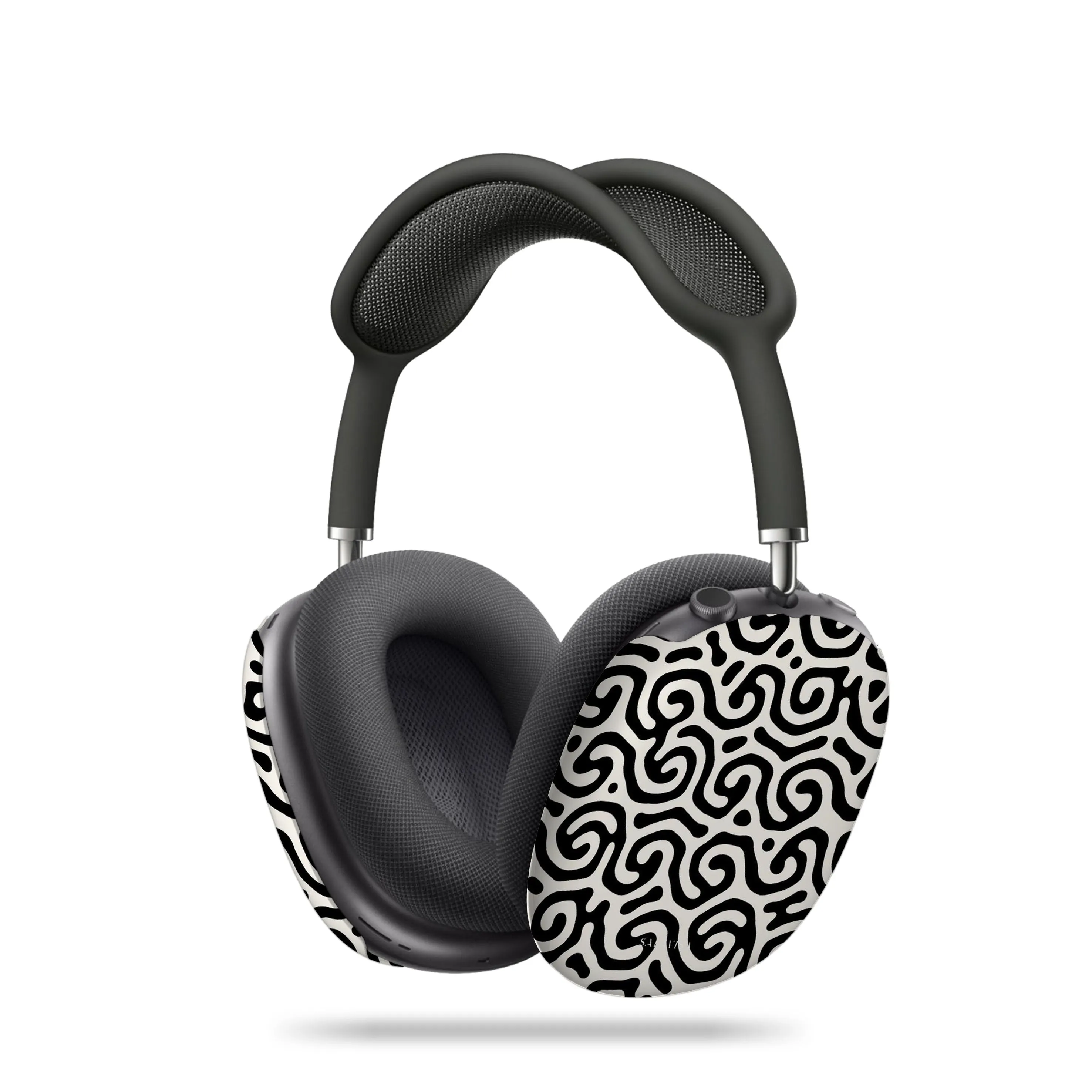 Black & White Curl AirPods Max Case Lightweight Silicone Design vivid pastel ergonomic portable airpods shell