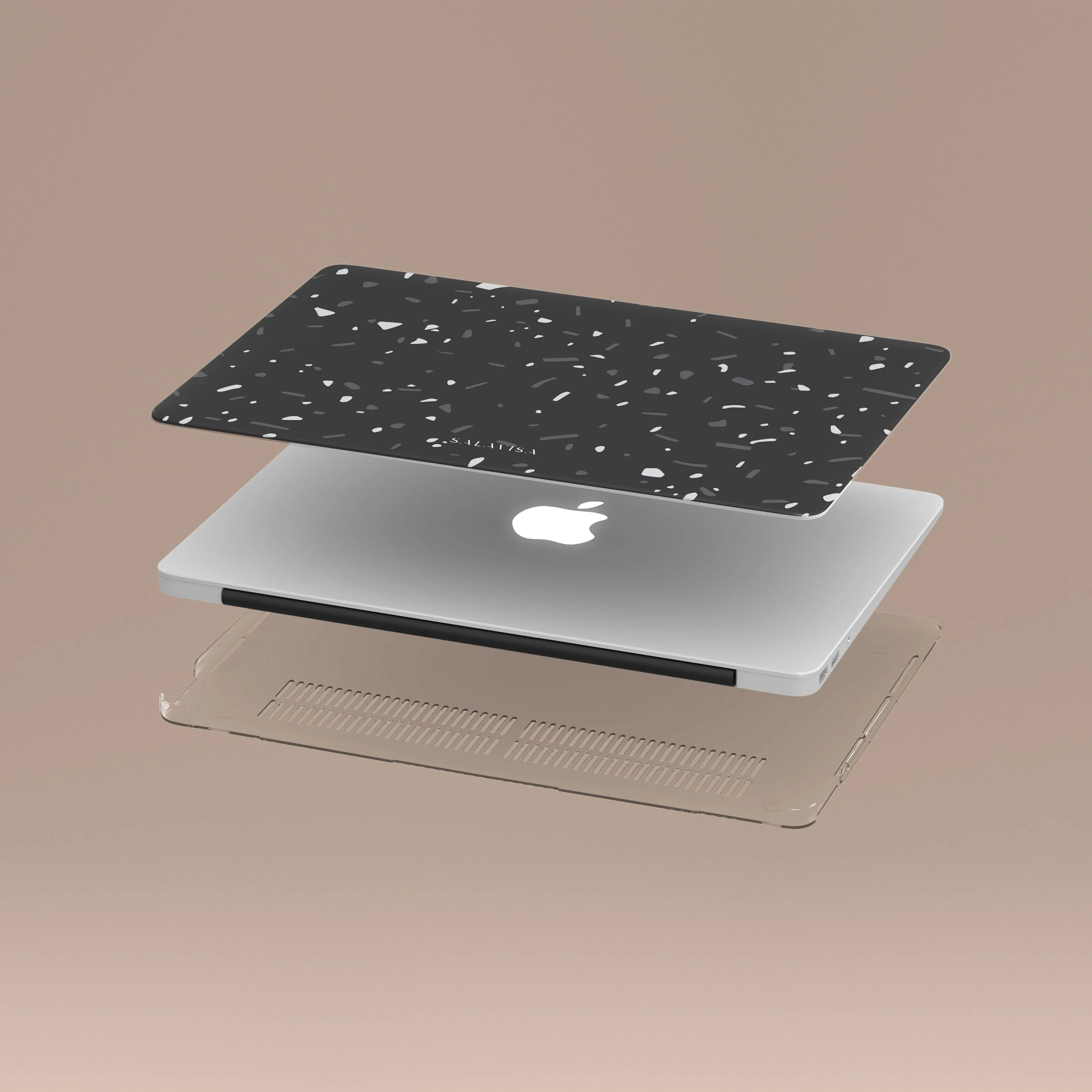 Soft Grip Layer Black Terrazzo MacBook Case