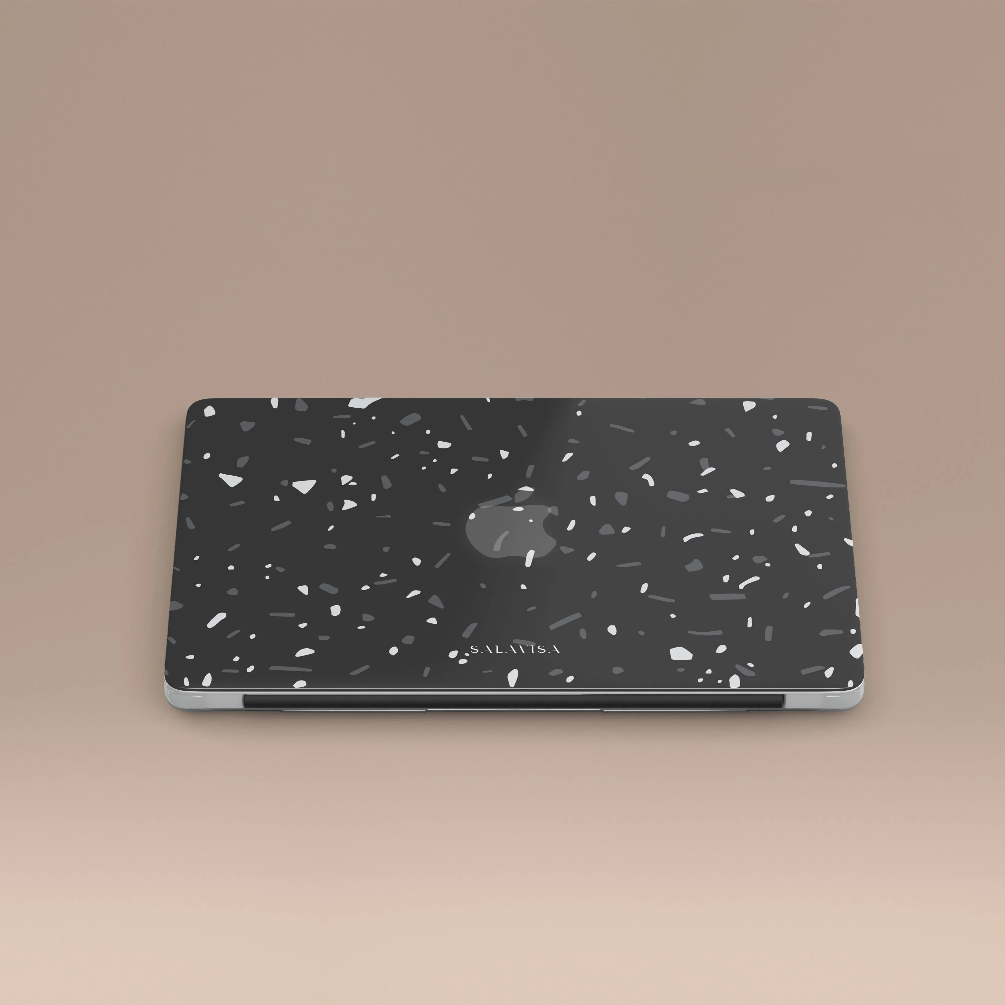 Black Terrazzo MacBook Case Comfort Pattern Texture Wireless Charging Compatible