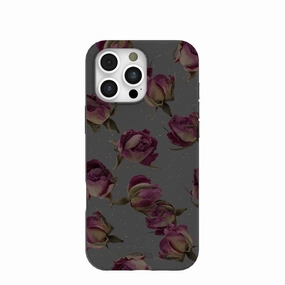 Black Dried Rosebuds iPhone 16 Pro Max Case Marble Texture