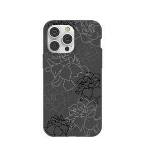 Modern Grip Texture Black Gardenia Lines iPhone 14 Pro Max Case