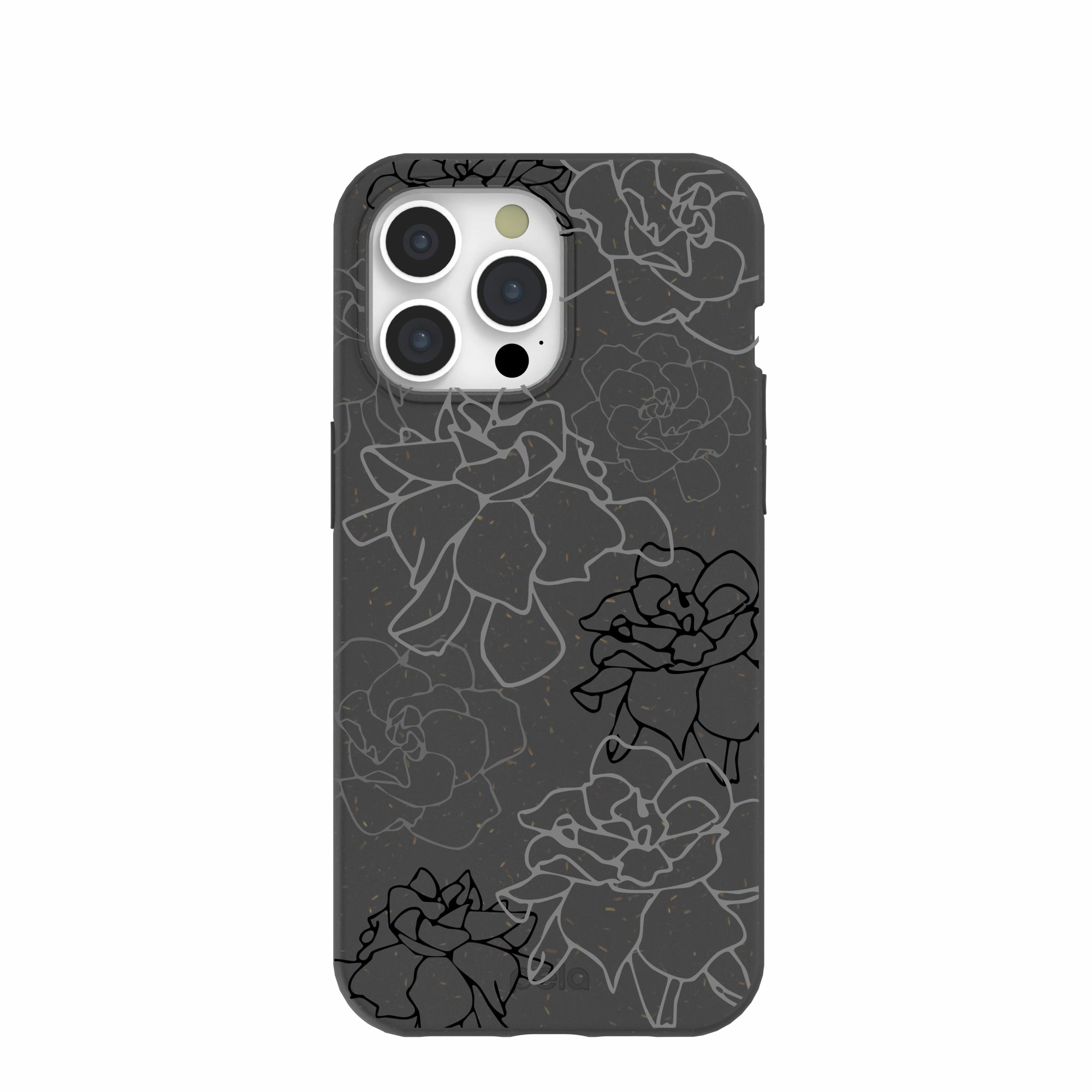 Black Gardenia Lines iPhone 15 Pro Max Case Hybrid Build Soft Design