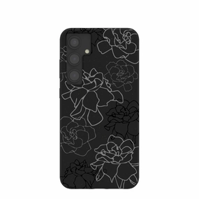 Glossy Pattern Black Gardenia Lines Samsung Galaxy S24 (Plus) Case