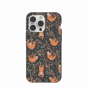 Black Jungle Sloths iPhone 14 Pro Max Case Vivid Coloration Frosted surface