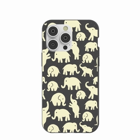 Black Little Elephants iPhone 14 Pro Max Case Travel Accessory Protective Form Fit