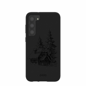 Glossy Texture Layer Black Lone Cabin Samsung Galaxy S23 (Plus) Case