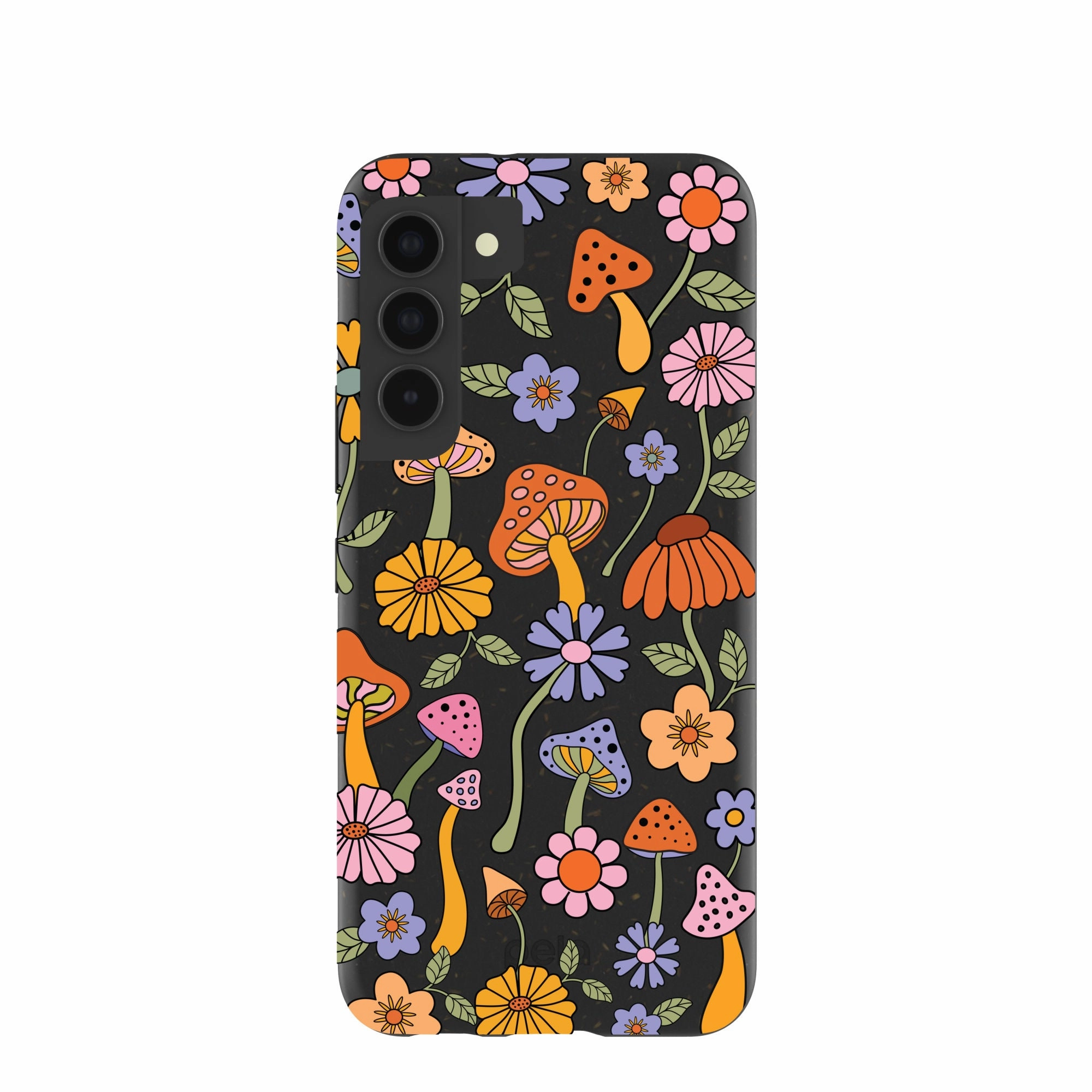 Matte Detail Anti Scratch Layer Black Midnight Shrooms Samsung Galaxy S22 Case