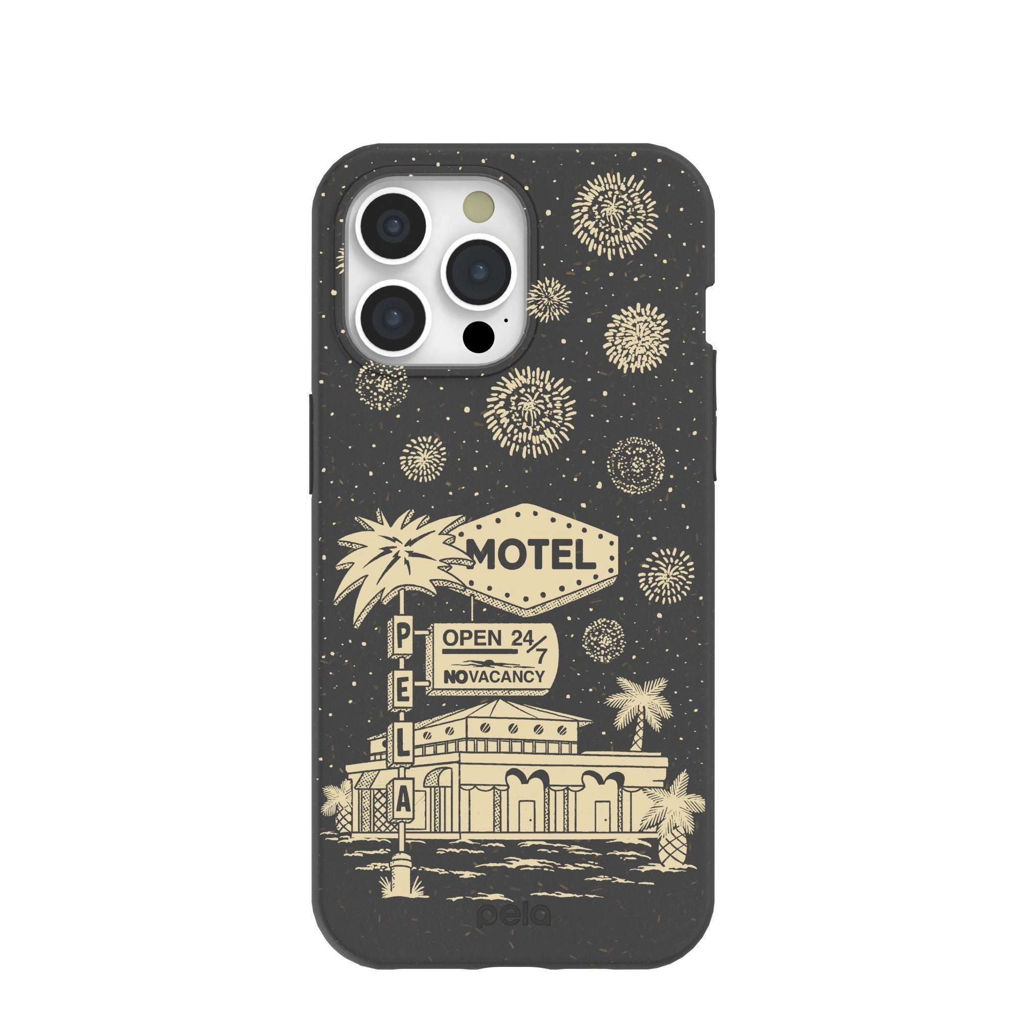 Reusable Material Protective Texture Layer Black Motel Pela iPhone 15 Pro Max Case