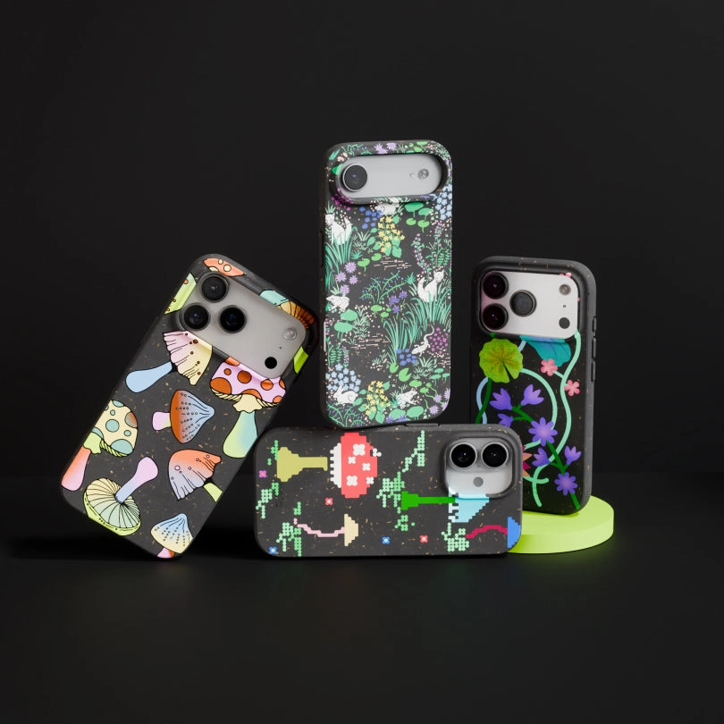 Black Mushroom Party iPhone 17 Pro Max Case Elegant Texture Soft Edging