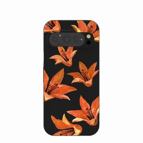 Black Tiger Lily Google Pixel 9/9 Pro Case Stylish Surface Design Soft coating