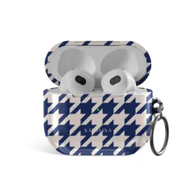 sleek premium quality case travel ready airpods cover Blue Houndstooth AirPods Case