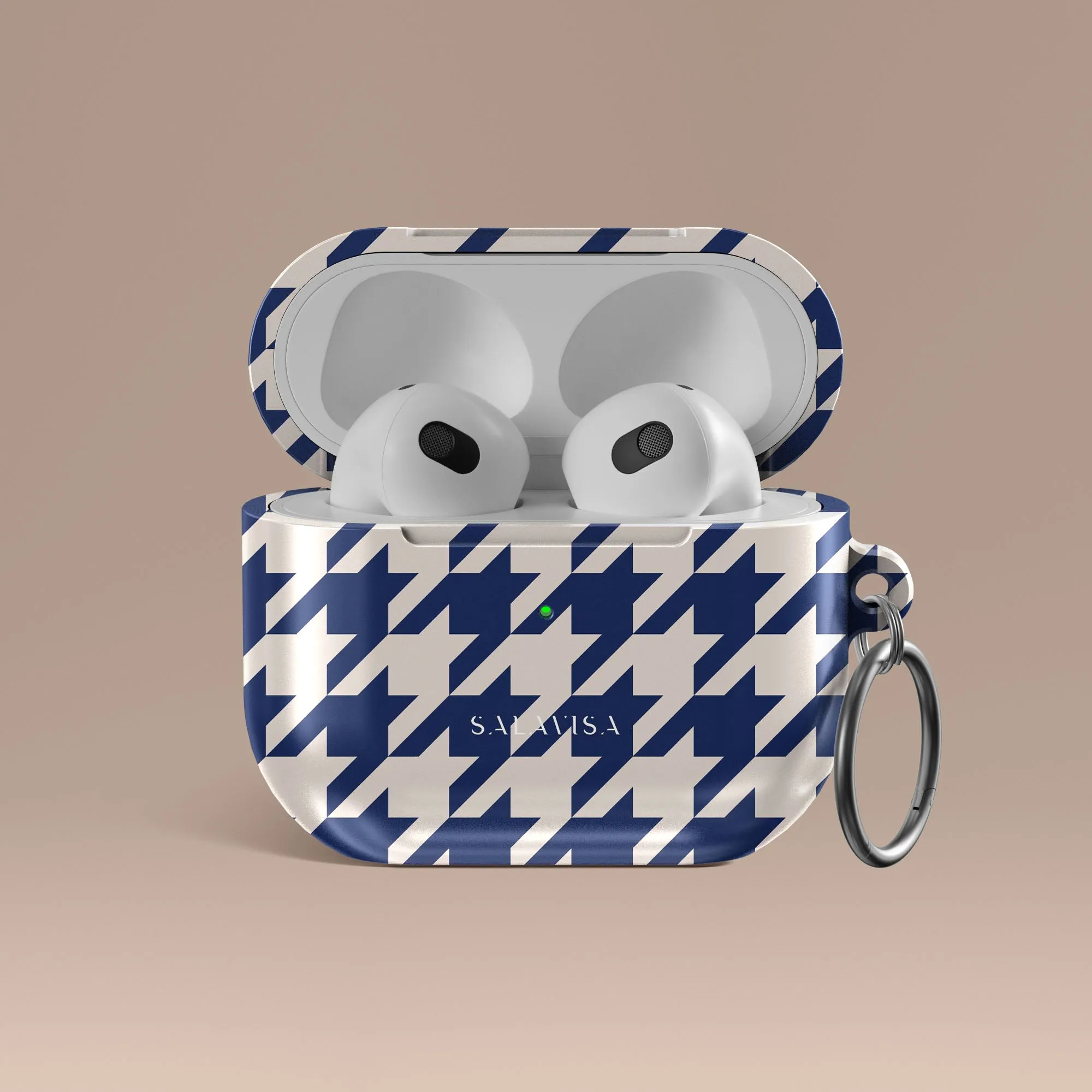 Blue Houndstooth AirPods Case Trendy Design Protector