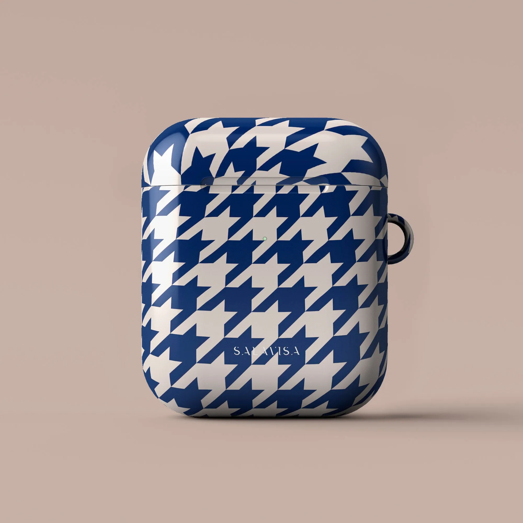 travel ready airpods cover Minimal Silicone Case Blue Houndstooth AirPods Case