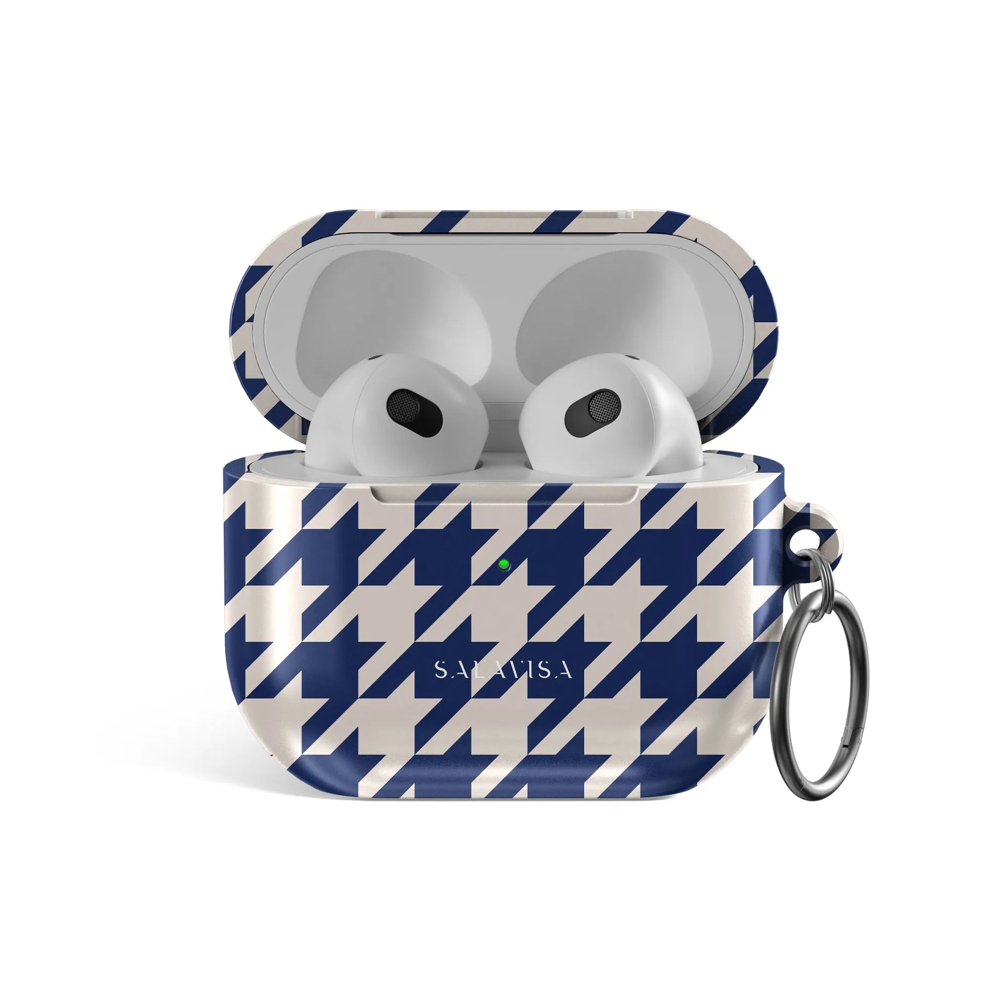 sleek premium quality case travel ready airpods cover Blue Houndstooth AirPods Case