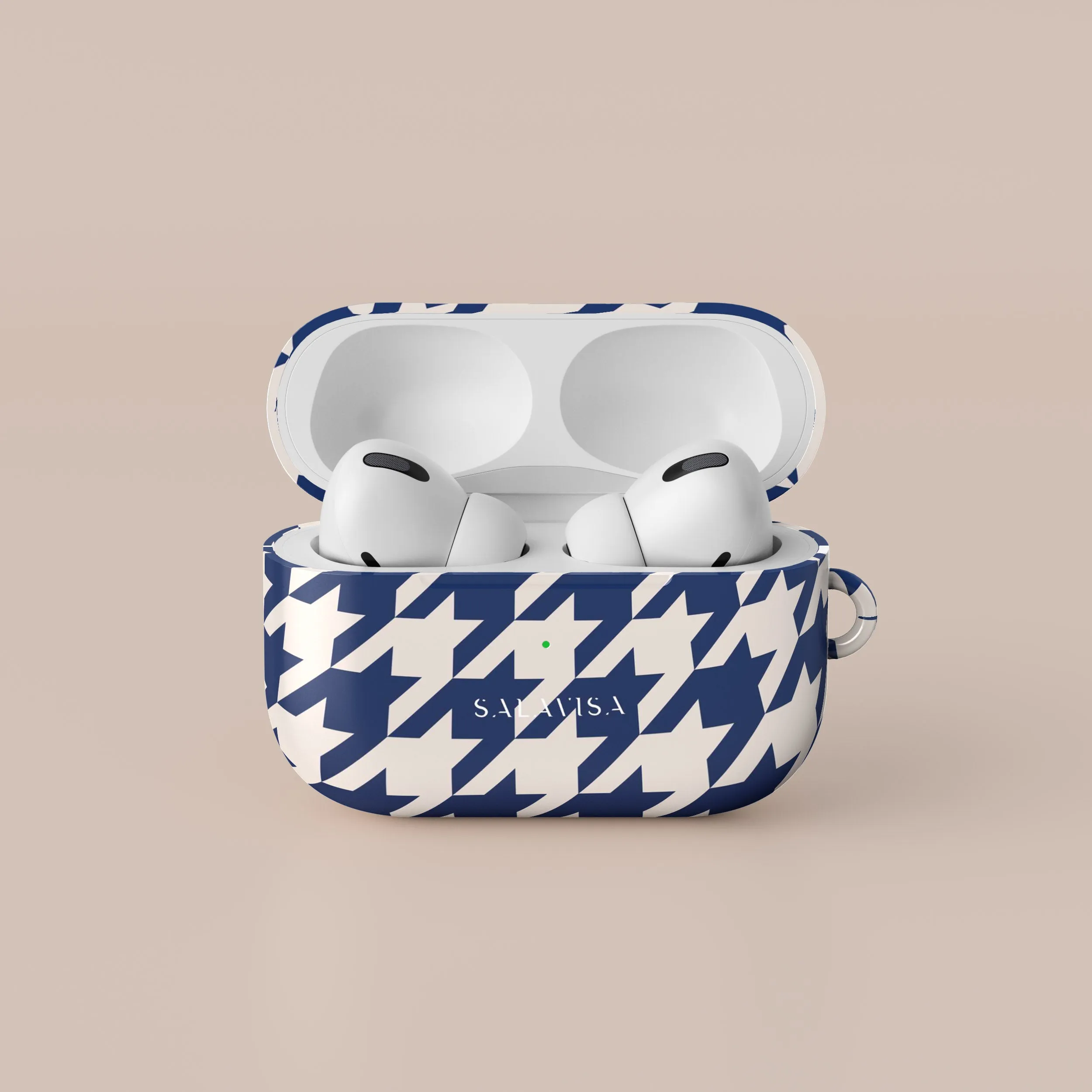 Blue Houndstooth AirPods Case travel ready earbuds case Minimalist Gadget Storage