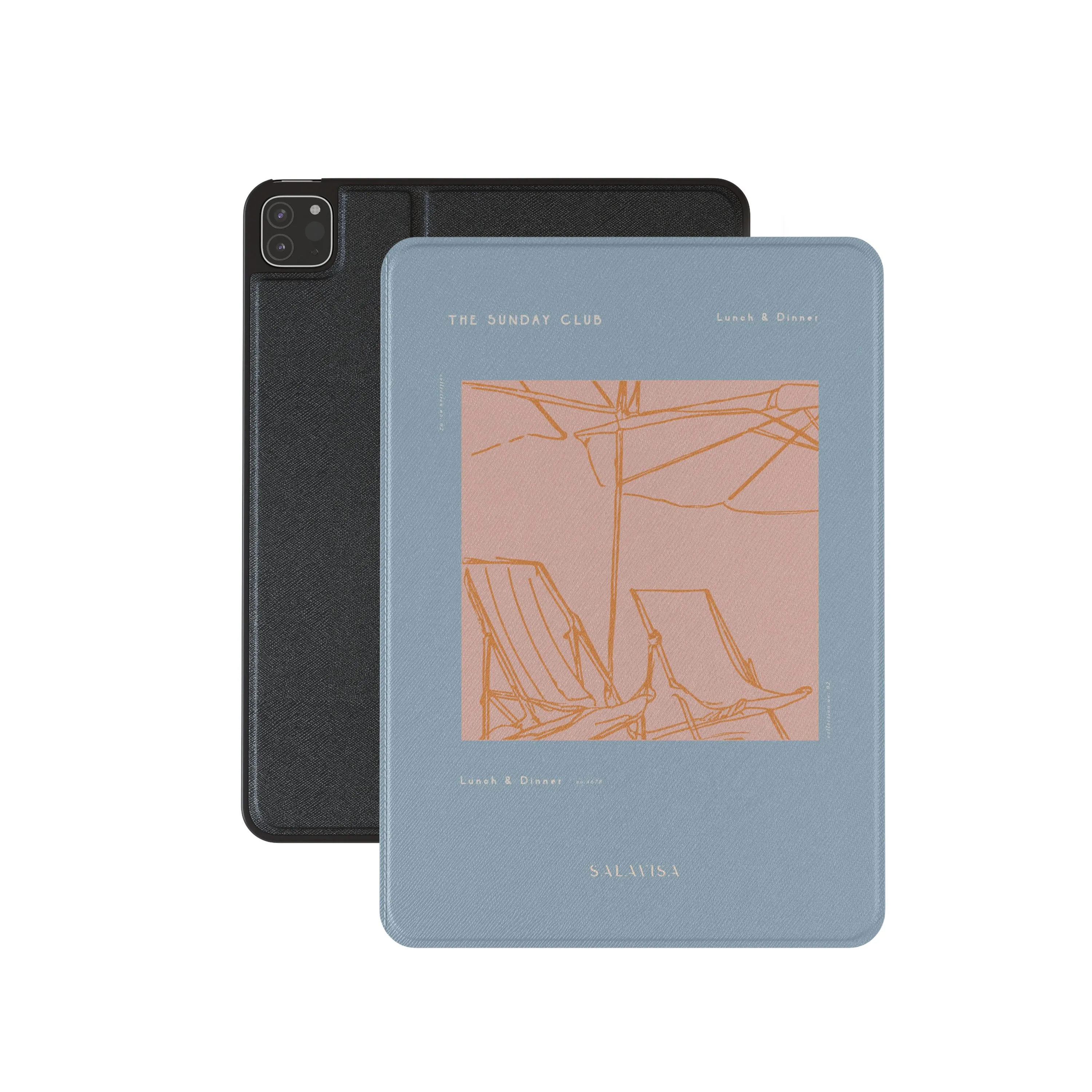 sleek leather folio Blue Sunday Club iPad Case