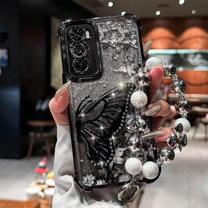 Elegant Butterfly Shimmer Wing Floral Case - Samsung Elegant Look Strong Corners