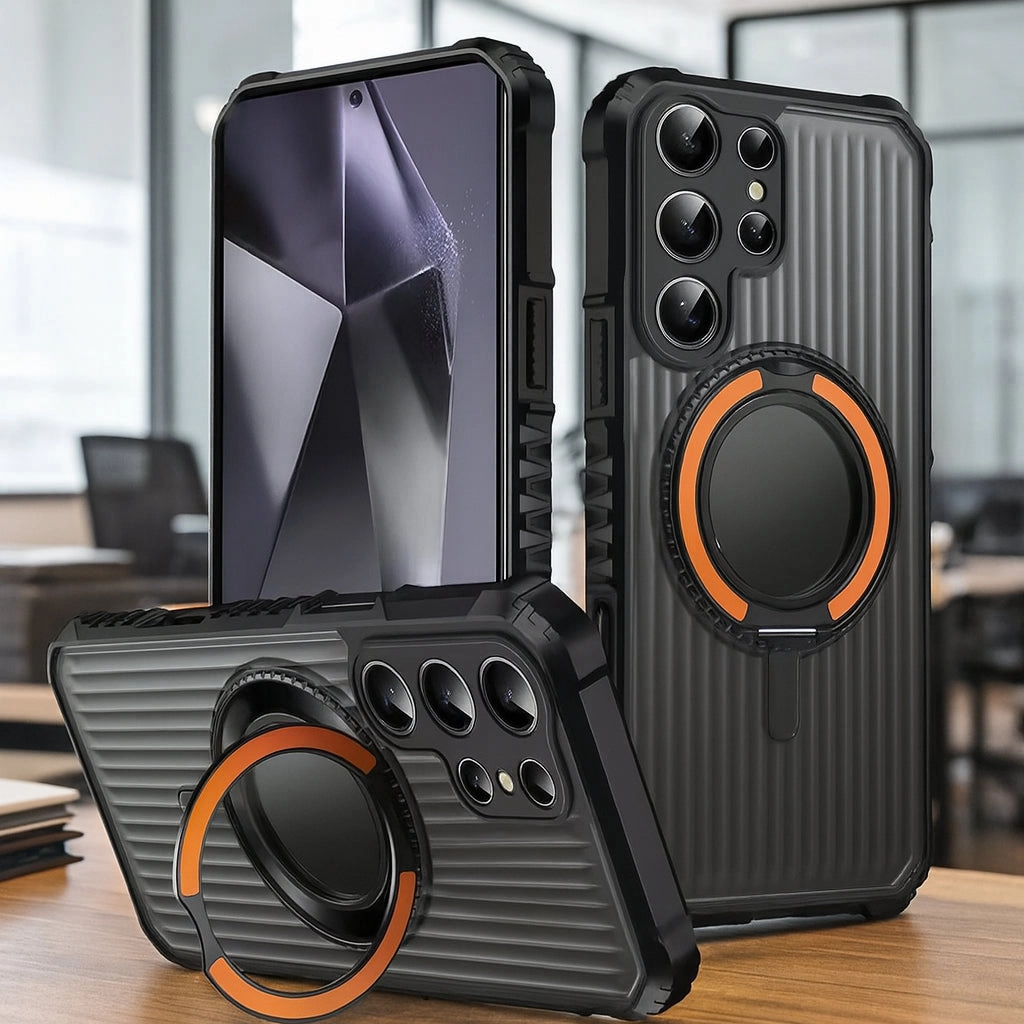 Minimal Texture Layer Bolt Clad Magnetic Kickstand Case - Samsung