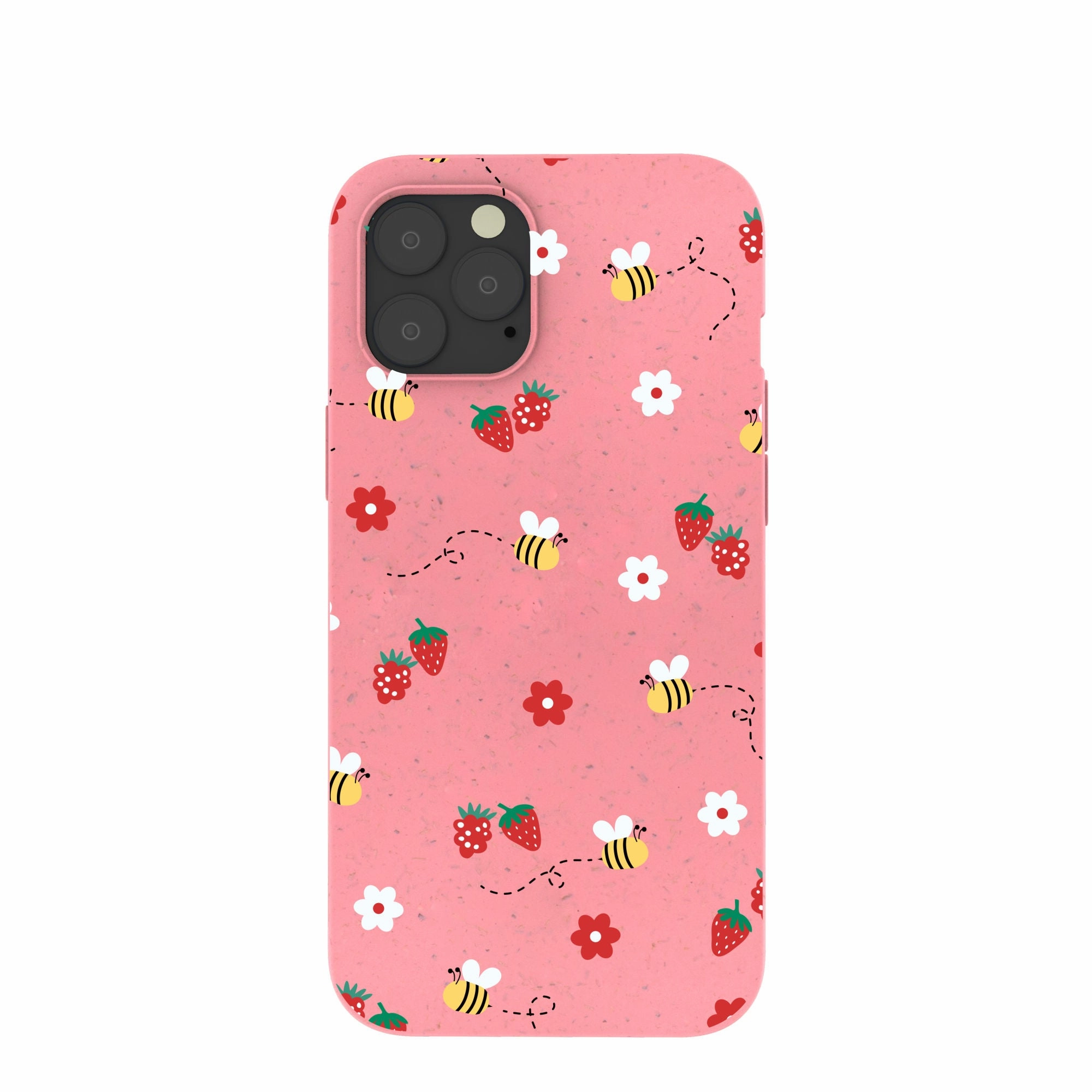 Protective Texture Finish Bubblegum Pink Bees n Berries iPhone 12 Pro Max Case