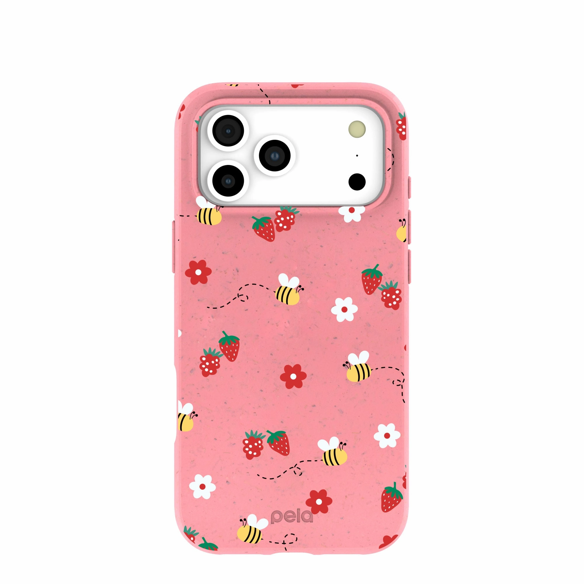 Comfort Padding Unique Texture Bubblegum Pink Bees n Berries iPhone 17 Pro Max Case