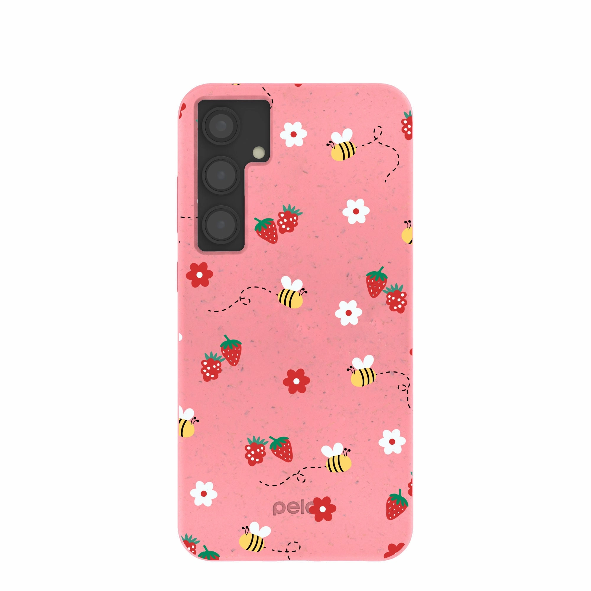 Bubblegum Pink Bees n Berries Samsung Galaxy S24 (Plus) Case Trendy Design