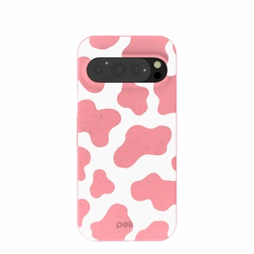 Bubblegum Pink Cow Google Pixel 9/9 Pro Case Soft Feel
