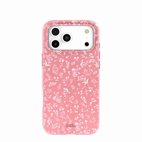 Bubblegum Pink Dreamy Meadow iPhone 17 Pro Max Case Travel Friendly Protective Layering
