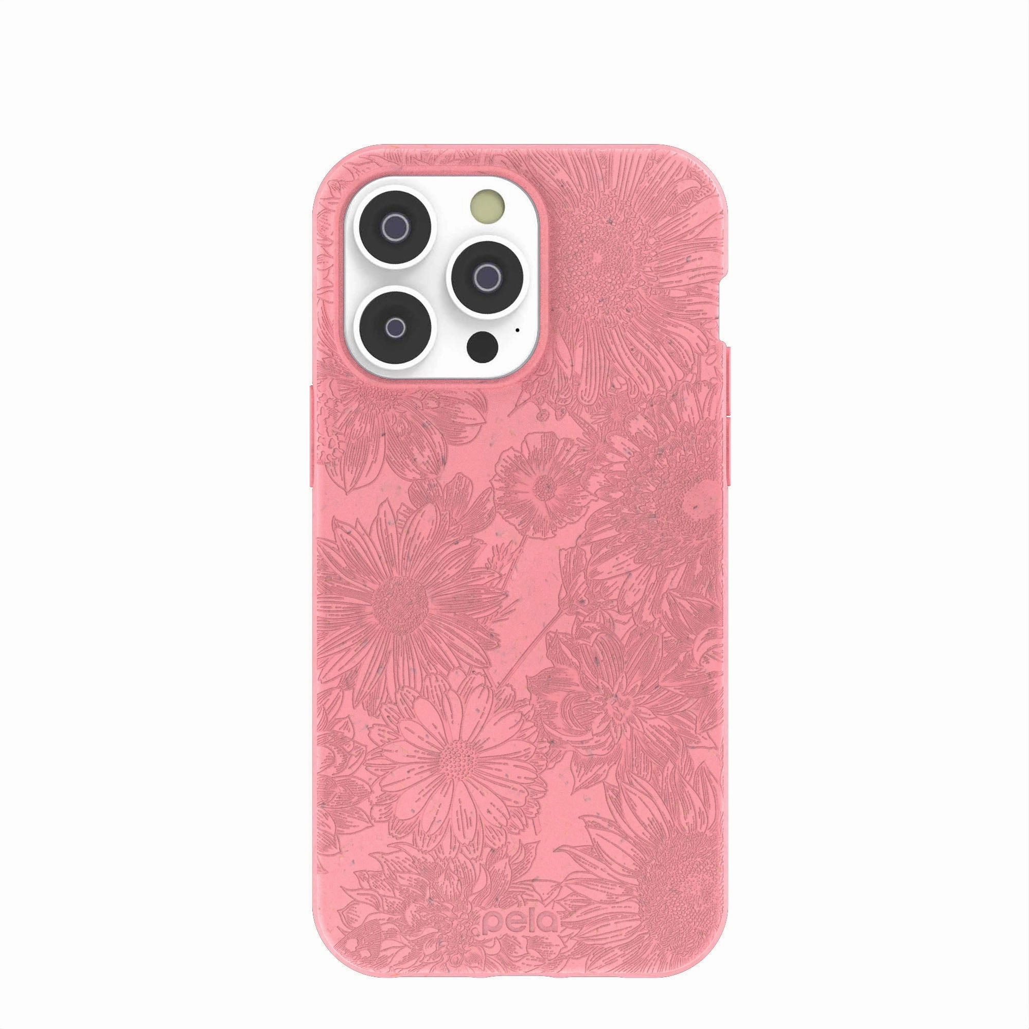 High-End Detail Rugged Pattern Texture Bubblegum Pink Flora iPhone 14 Pro Max Case