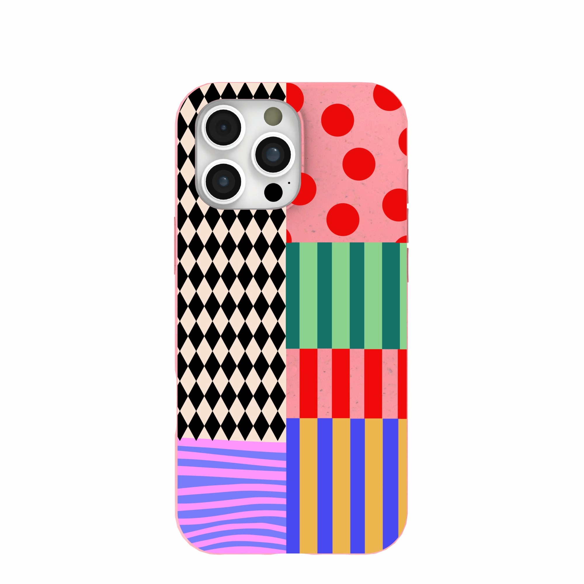 Hybrid Look Matte Finish Bubblegum Pink Juggling Colors iPhone 16 Pro Max Case