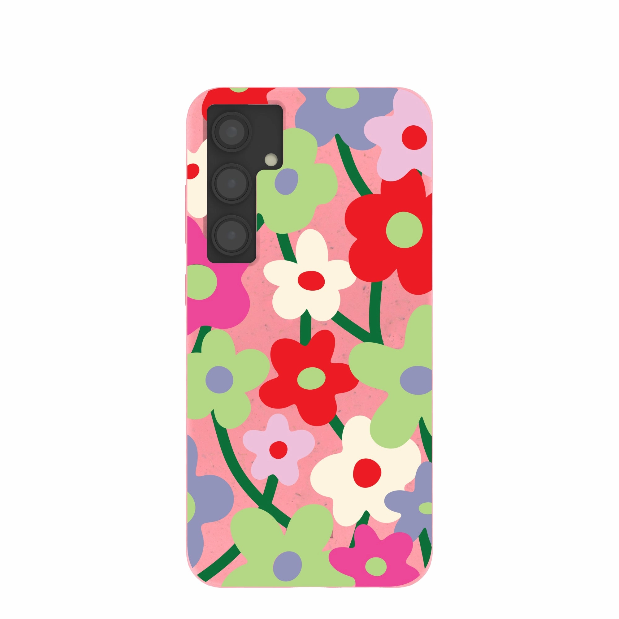 Bubblegum Pink Poppy Flora Samsung Galaxy S24 (Plus) Case Smooth Shield Marble finish