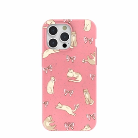 Bubblegum Pink Purrfection iPhone 15 Pro Max Case Compact Shape Comfort Grip
