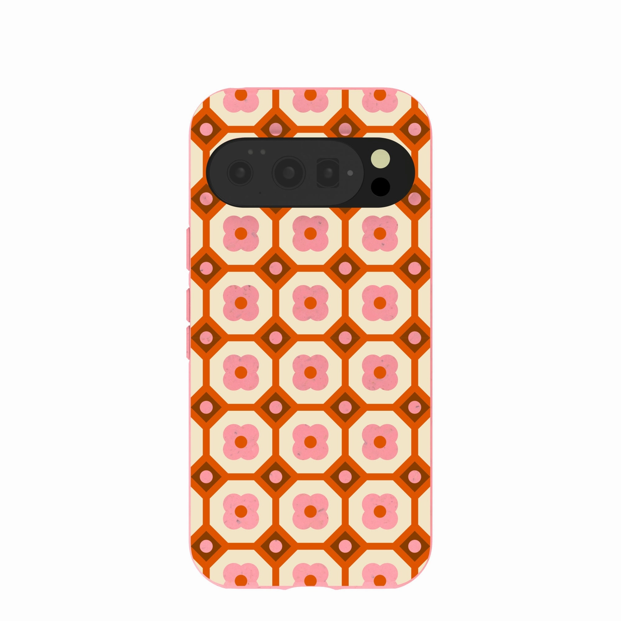 Bubblegum Pink Retro Tiles Google Pixel 10/10 Pro Case Rugged Finish