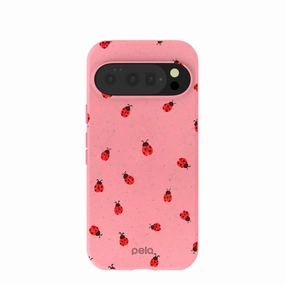 Bubblegum Pink Rosy Ladybug Google Pixel 10/10 Pro Case Elegant Pattern Design