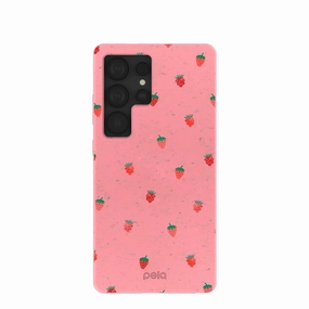 Bubblegum Pink Summer Berries Samsung Galaxy S25 Ultra Case Protective Material